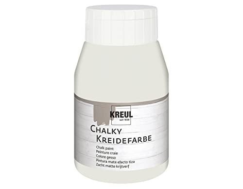 Kreul 75112 - Chalky Kreidefarbe, sanft - matte Farbe, cremig deckend, schnelltrocknend, für Effekte im Used Look, 500 ml Kunststoffflasche, Cream Cashmere