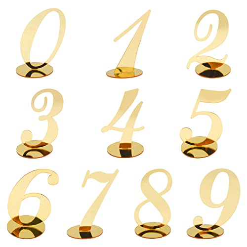 Zahlen 0-9 Acryl Gold mit Ständer