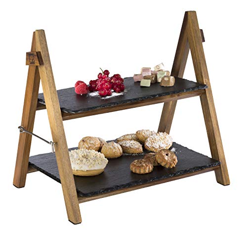 2-stöckige Candy Bar Etagere mit Schieferplatten