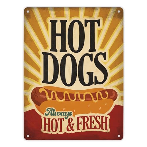 Blechschild Hot Dogs im Retro Stil