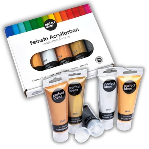 Acrylfarben Set mit 5 Metallic-Farben