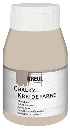 Kreul 75120 - Chalky Kreidefarbe, sanft - matte Farbe, cremig deckend, schnelltrocknend, für Effekte im Used Look, 500 ml Kunststoffflasche, Noble Nougat