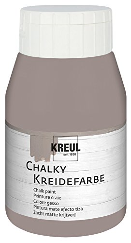 Kreul 75121 - Chalky Kreidefarbe, sanft - matte Farbe, cremig deckend, schnelltrocknend, für Effekte im Used Look, 500 ml Kunststoffflasche, Mild Mocca