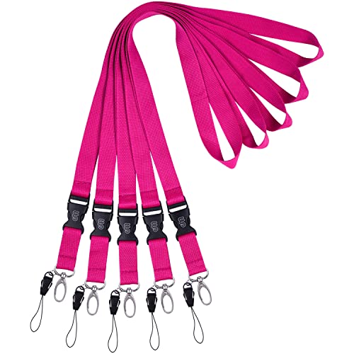 5 pinke breite Lanyards mit abnehmbarer Schnalle