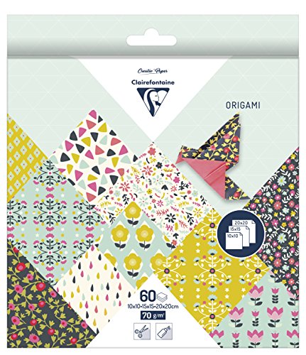 60 Bögen Origamipapier in Blumendesign mit 3 Formaten