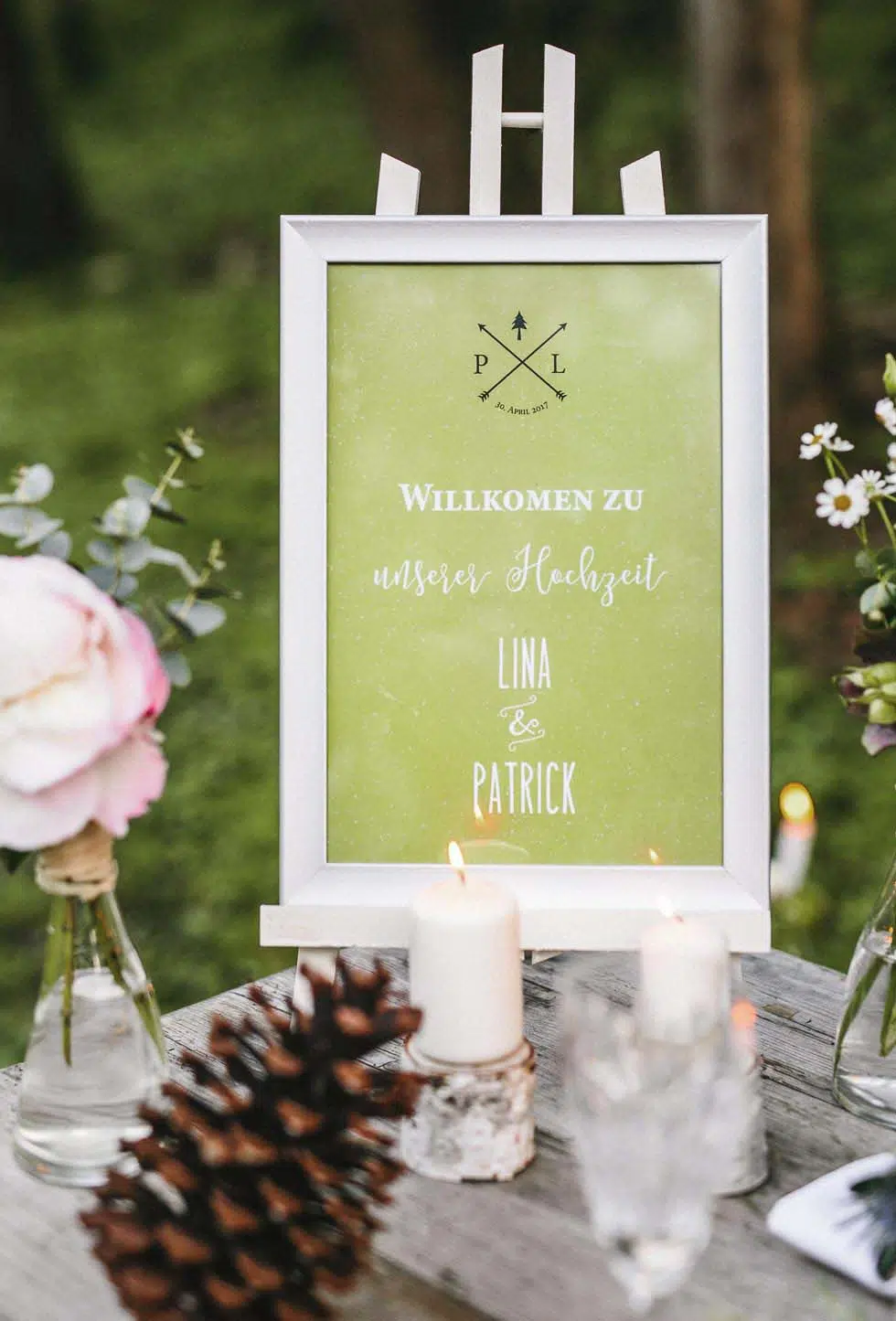 Willkommensschild Hochzeit