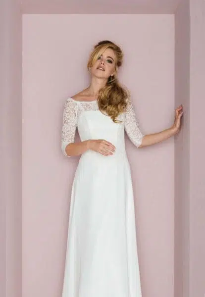 Brautkleid mit 3/4 Ärmel Küss die Braut