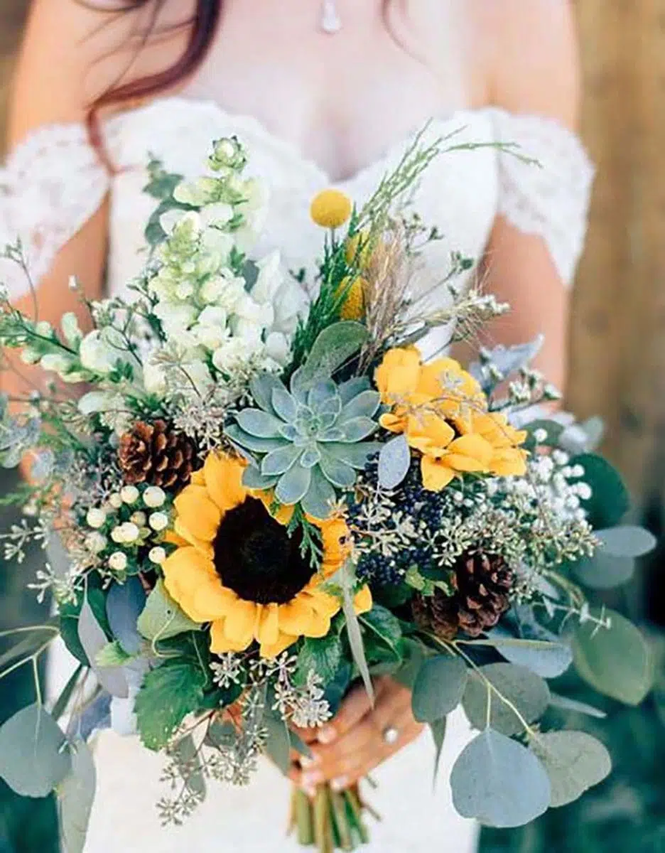 Hochzeitsblumen Brautstrauß Sonnenblumen