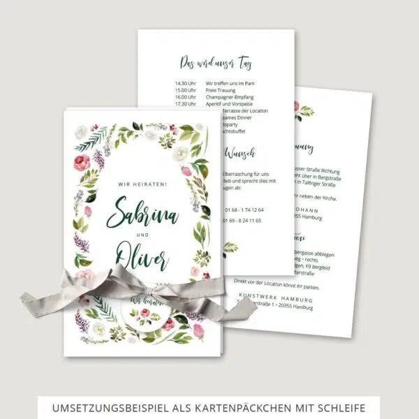 Hochzeitseinladung Vorlage Kartenpäckchen