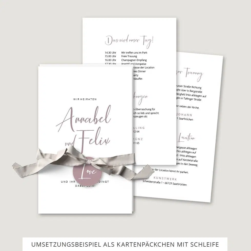 Hochzeitseinladung Vorlage Kartenpäckchen