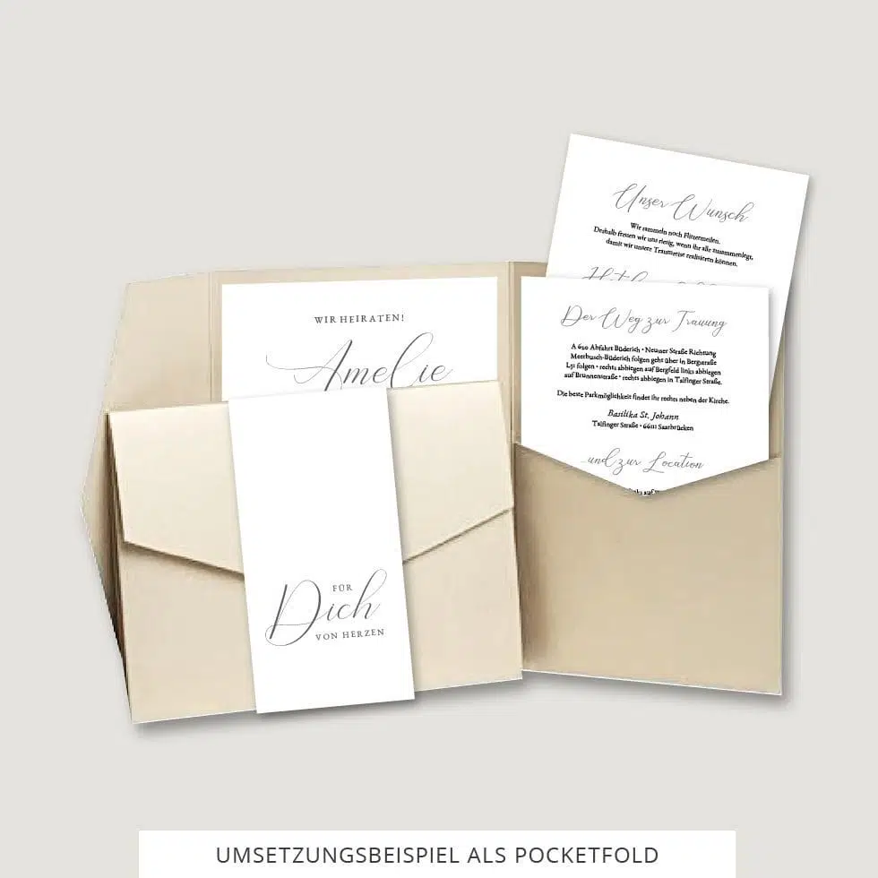 Hochzeitseinladung Pocketfold Vorlage