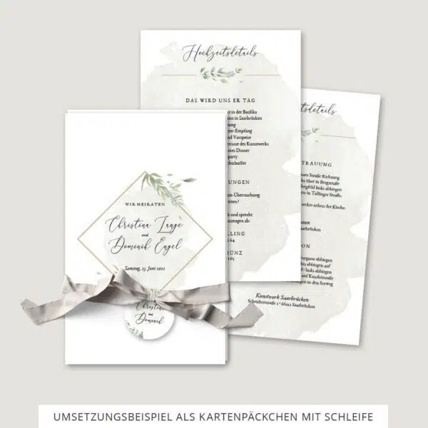 Hochzeitseinladung Vorlage Kartenpäckchen