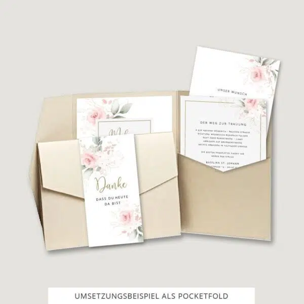 Hochzeitseinladung Pocketfold Vorlage