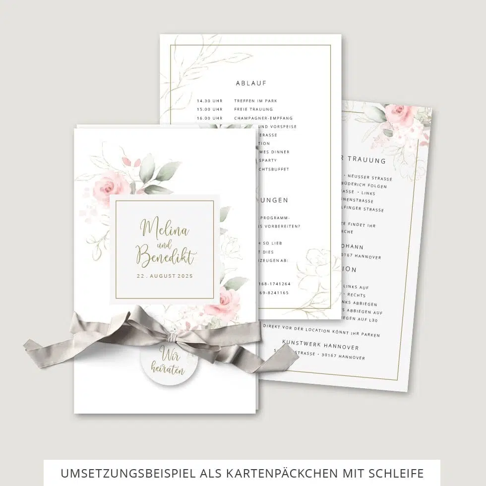 Hochzeitseinladung Vorlage Kartenpäckchen