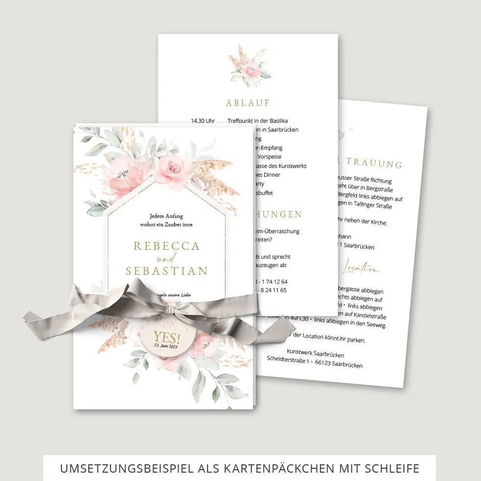 Hochzeitseinladung Vorlage Kartenpäckchen