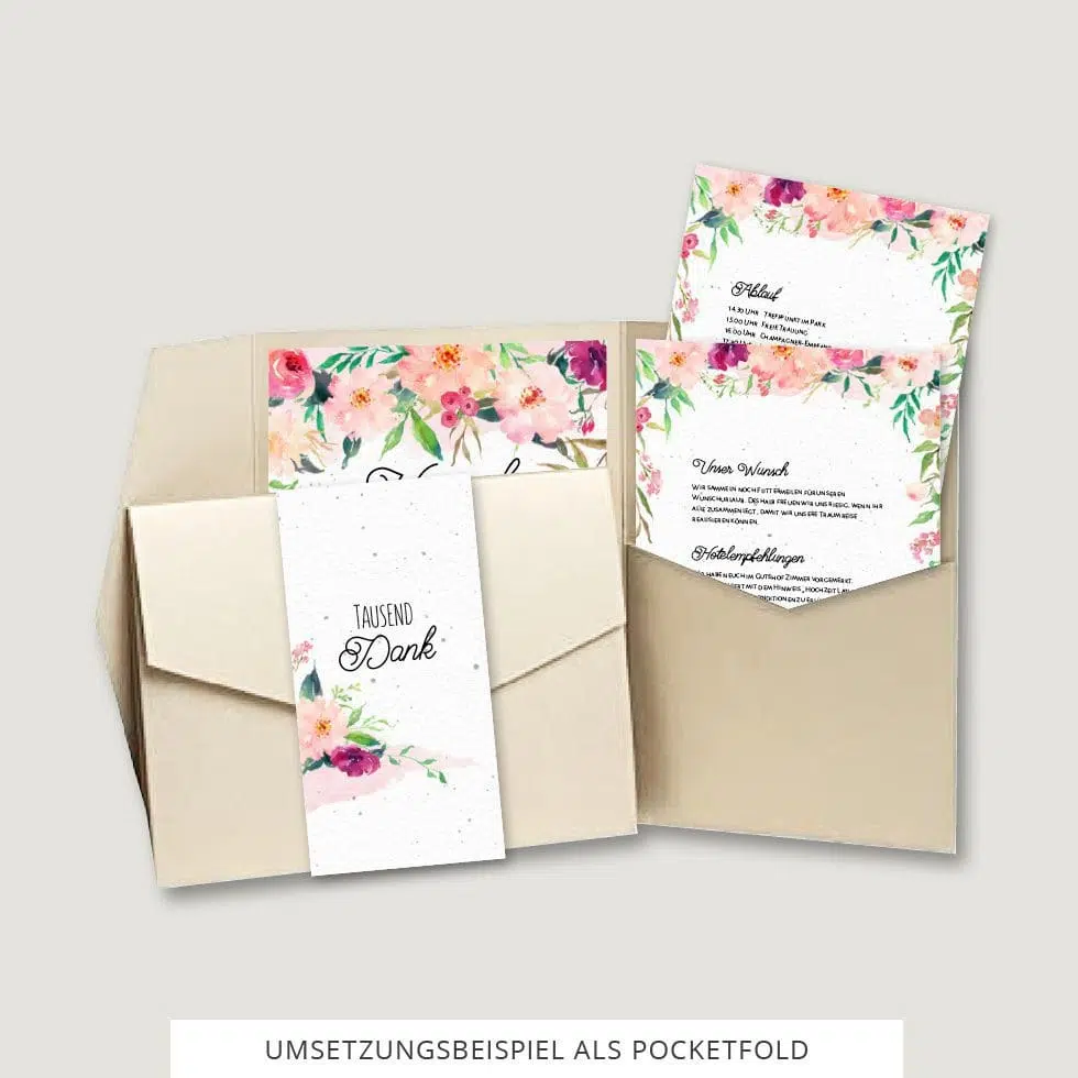 Hochzeitseinladung Pocketfold Vorlage