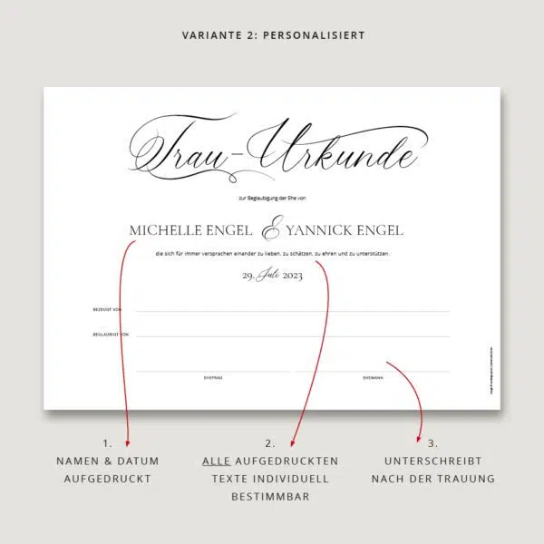 Hochzeitsurkunde personalisiert