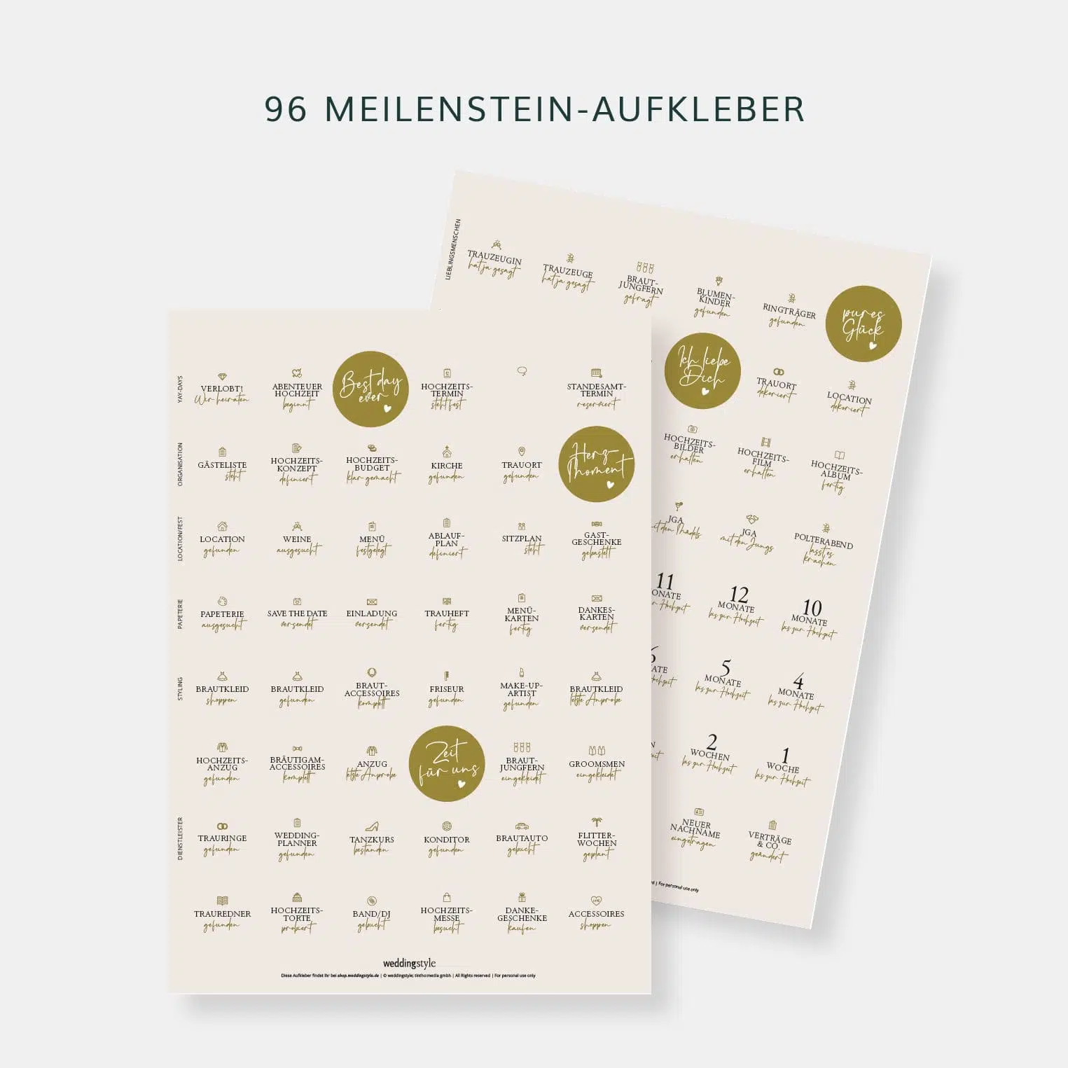 Meilenstein Sticker Hochzeit