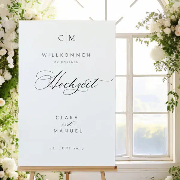 Willkommensschild Hochzeitslogo elegant