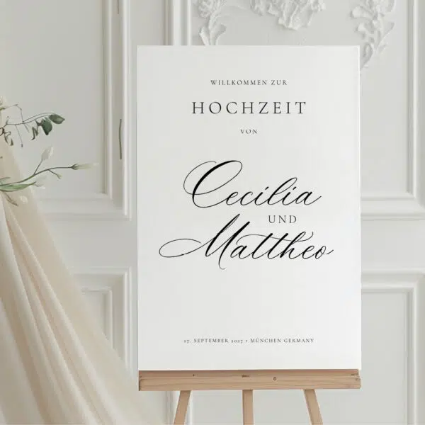 Schild Willkommen Hochzeit Kalligraphie