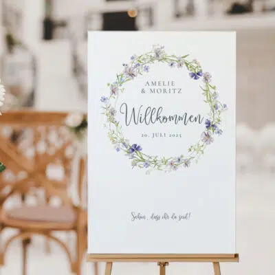 Willkommensschild Hochzeit Wildblumen