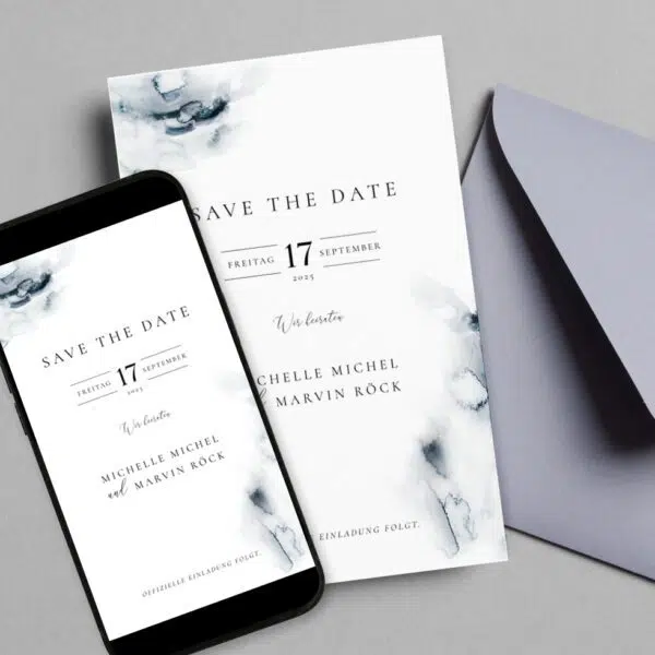 Save the Date WhatsApp Karte Navy Blue