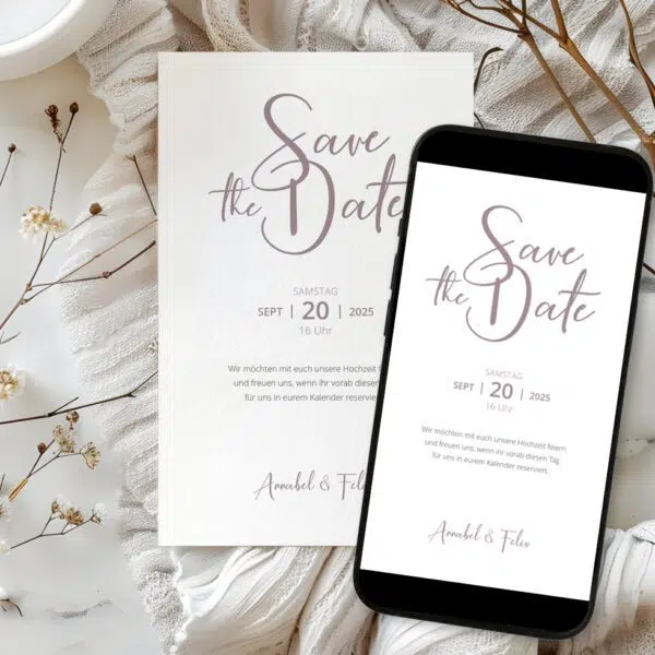 Save the Date WhatsApp Karte Boho Lettering