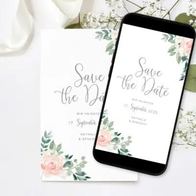 Save the Date WhatsApp Karte Flower Romance