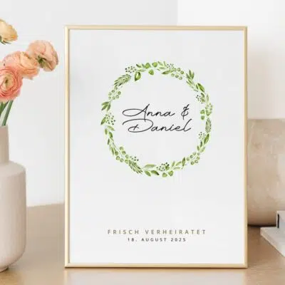 Hochzeitsposter Greenery personalisierbar