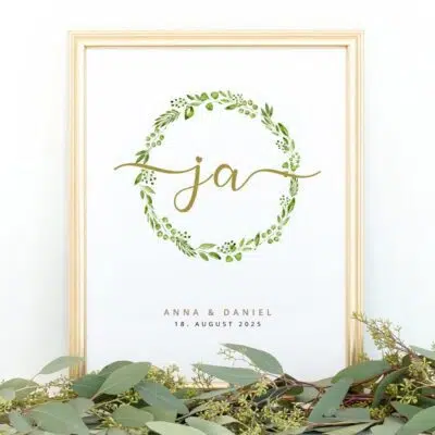 Hochzeitsposter Greenery personalisierbar