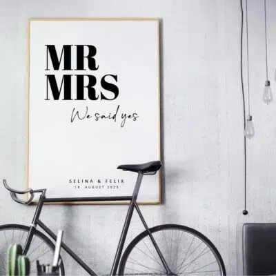 Hochzeitsposter Mr Mrs personalisierbar