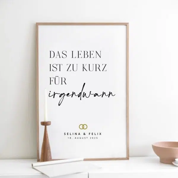 Hochzeitsposter Spruch personalisierbar