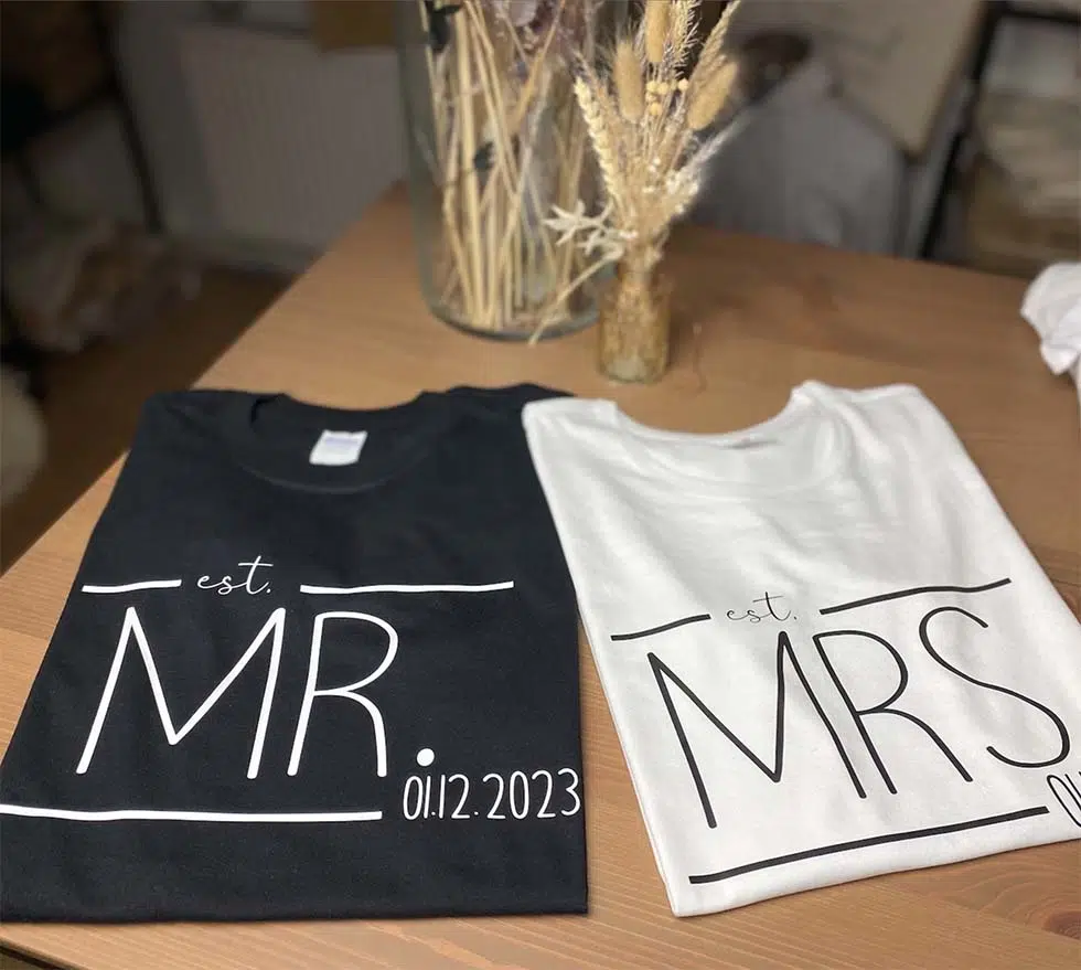 T-Shirt Mr und Mrs Hochzeit