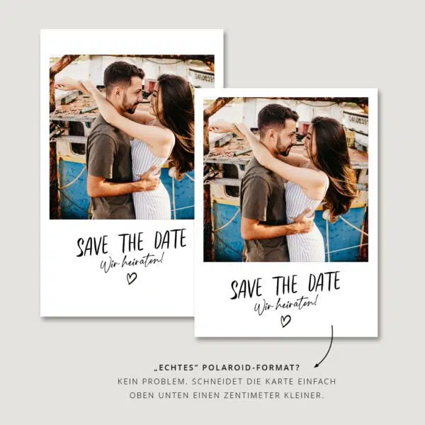 Polaroid Karte Save the Date Größe