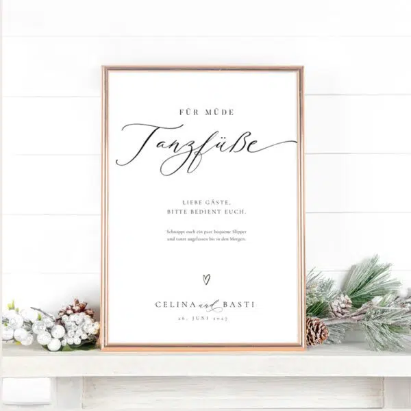 Tanzfüße Schild Hochzeit elegant