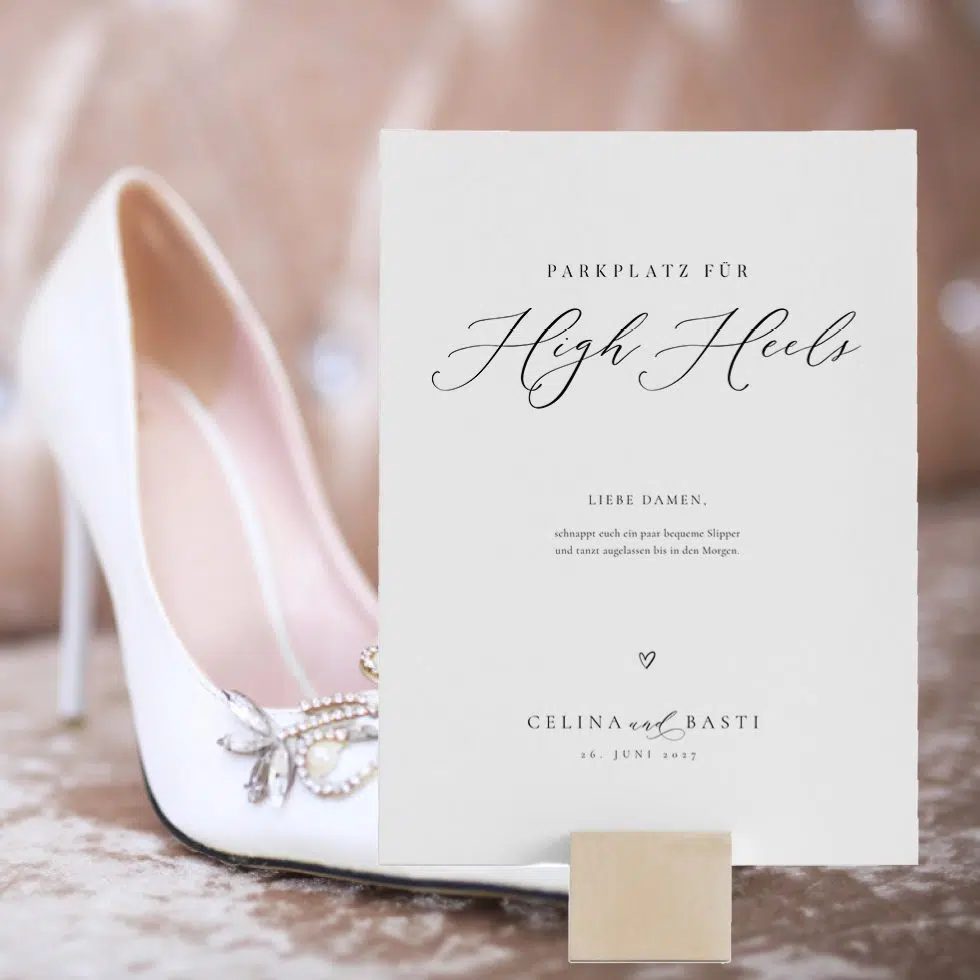 High Heels Garage Schild Hochzeit elegant