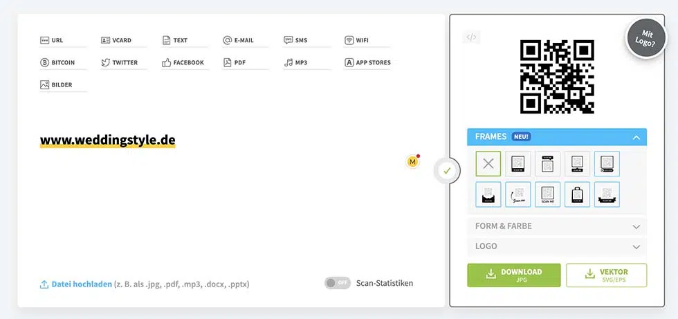 QR Code Hochzeit kostenfrei erstellen