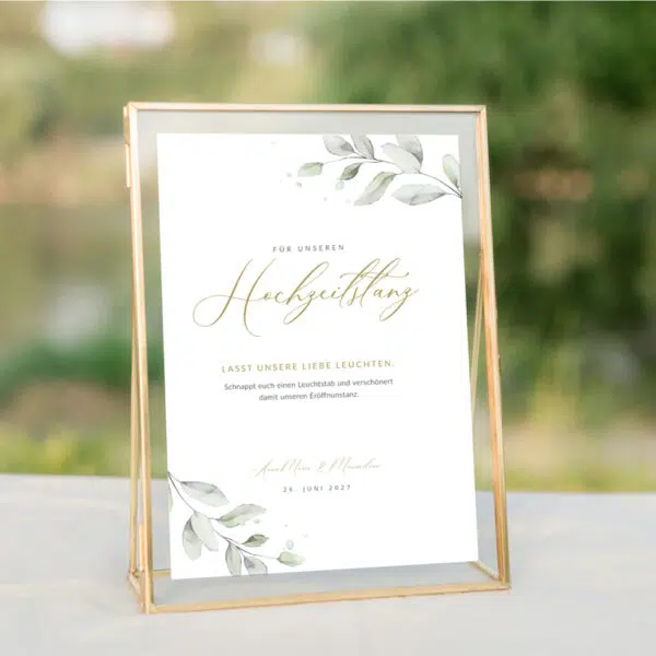 Hochzeitstanz Accessoires Schild Eukalyptus