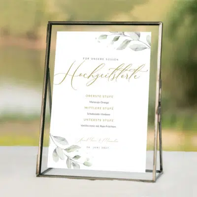 Hochzeitstorte Schild Hochzeit Eukalyptus