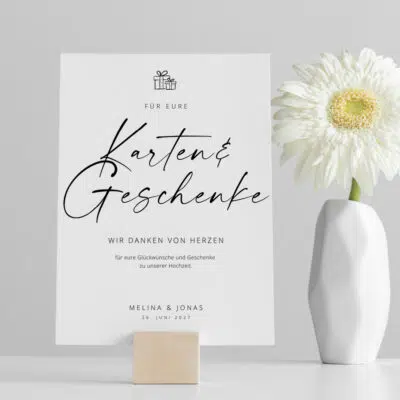 Geschenketisch Schild Hochzeit modern