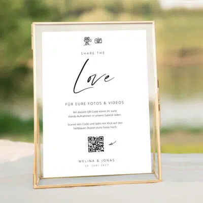 QR Code Schild Hochzeit modern