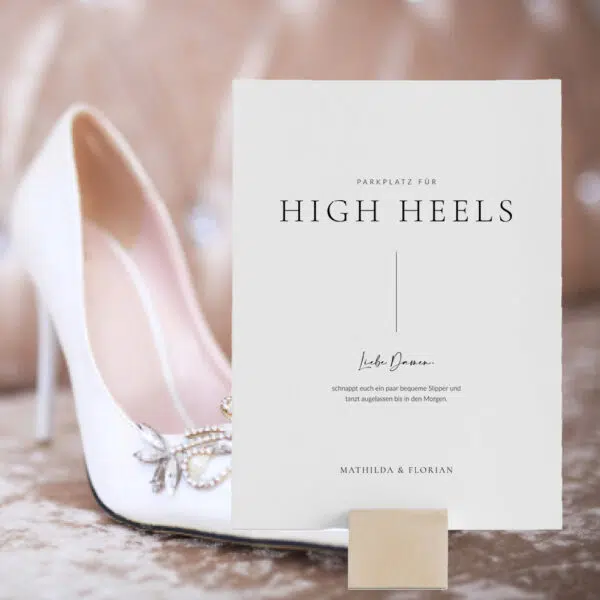 High Heels Garage Schild Hochzeit puristisch