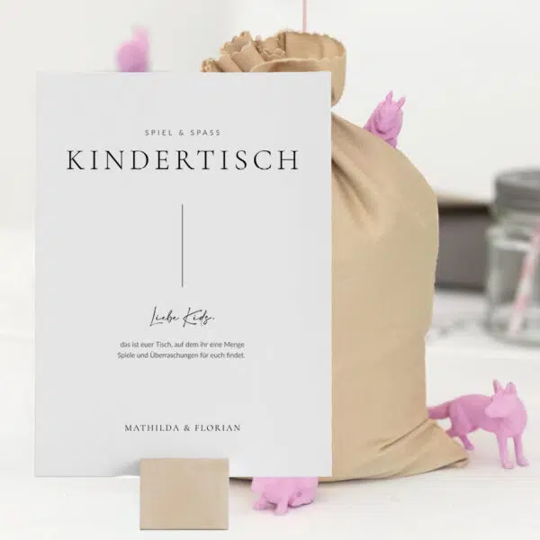 Kindertisch Schild Hochzeit puristisch