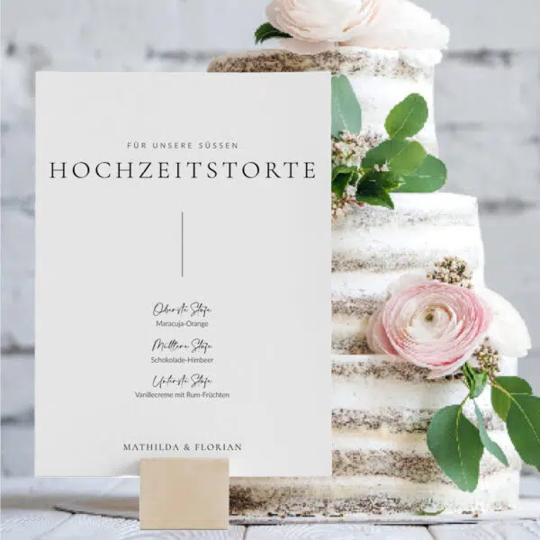 Hochzeitstorte Schild Hochzeit puristisch