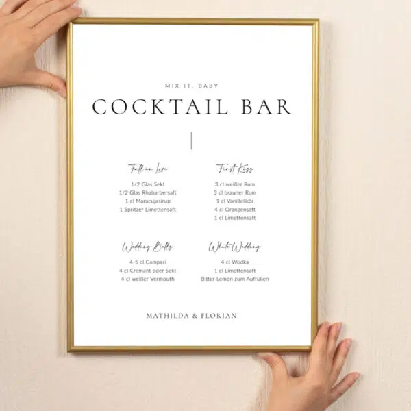 Cocktailbar Signature Drink Schild puristisch