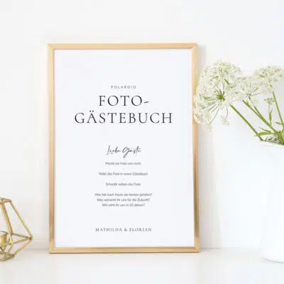 Polaroid Gästebuch Schild puristisch