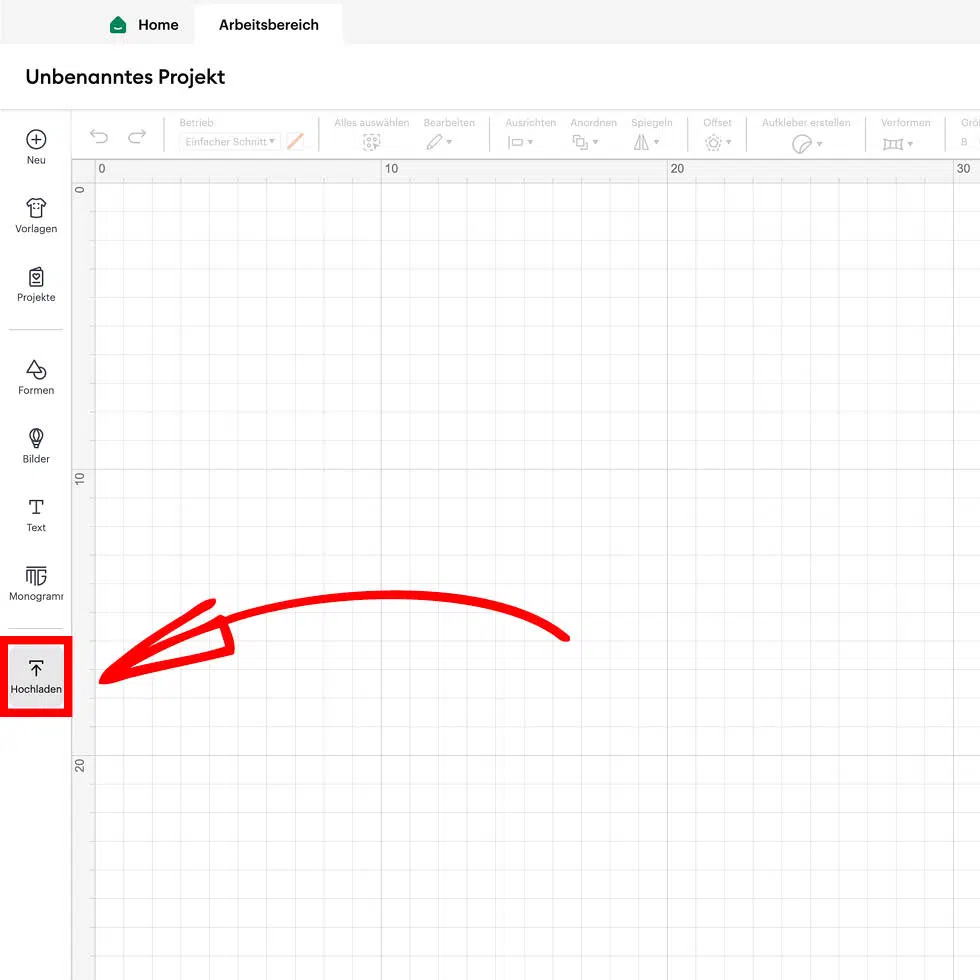 Element in Cricut hochladen