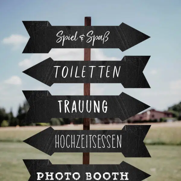 Wegweiser Hochzeit Tafel Vorlage DIY