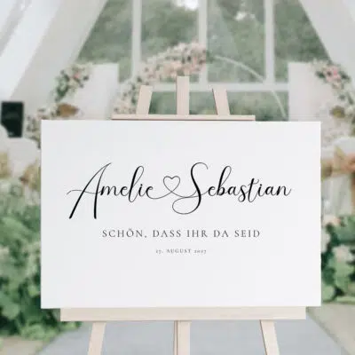 Willkommensschild Herz Hochzeit